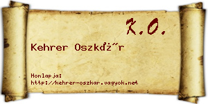 Kehrer Oszkár névjegykártya
